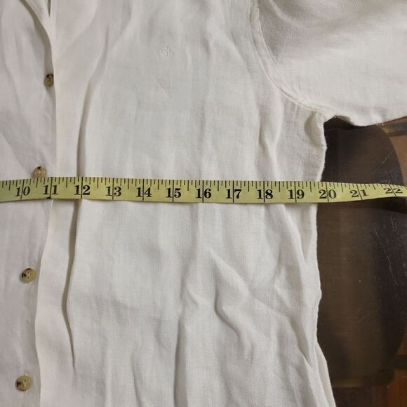 Lauren Ralph Lauren Womens Button Down Collared Linen Tan Size L - Picture 6 of 8